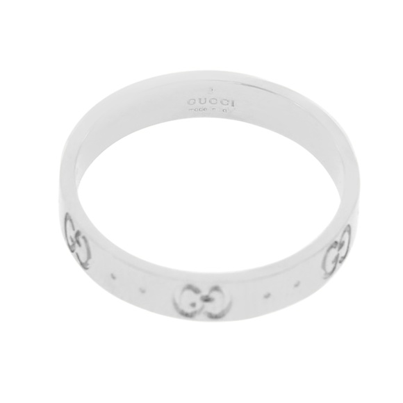 Gucci Icon Logo 18k White Gold 6 Mm Wide Ring - Picture 6 of 6